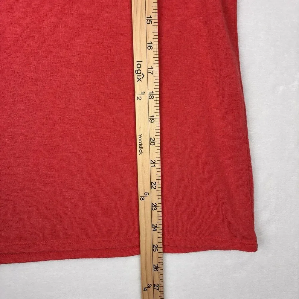 LOFT Puff Sleeve Shirt Women’s Large Coral Short Sleeve Round Neck Lightweight